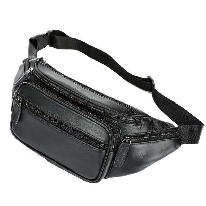 Cowhide Men's Bag Mobile Phone Waist Bag Genuine Leather Crossbody Bag Multi-functional Sports and Casual Crossbody Chest Bag