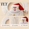 Santa Themed Woven Tapestry Hand?Woven Claus Wall Hanging, Christmas Decor with Lightweight Pendant Tassels, Boho Ornament for Kid Room Home Holiday