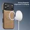 Чехол для iPhone 17 Pro Max, совместимый с MagSafe, с кожаной задней панелью, чехол для телефона