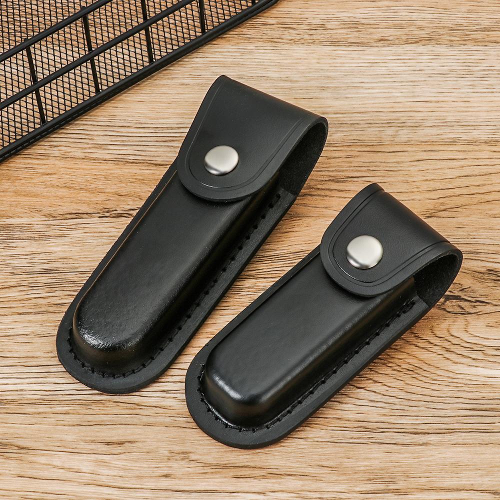 Pocket Hunt Leather Sheath Holder Flashlight Case Belt Loop Case Fold Knife Tool Camp Outdoor Carry