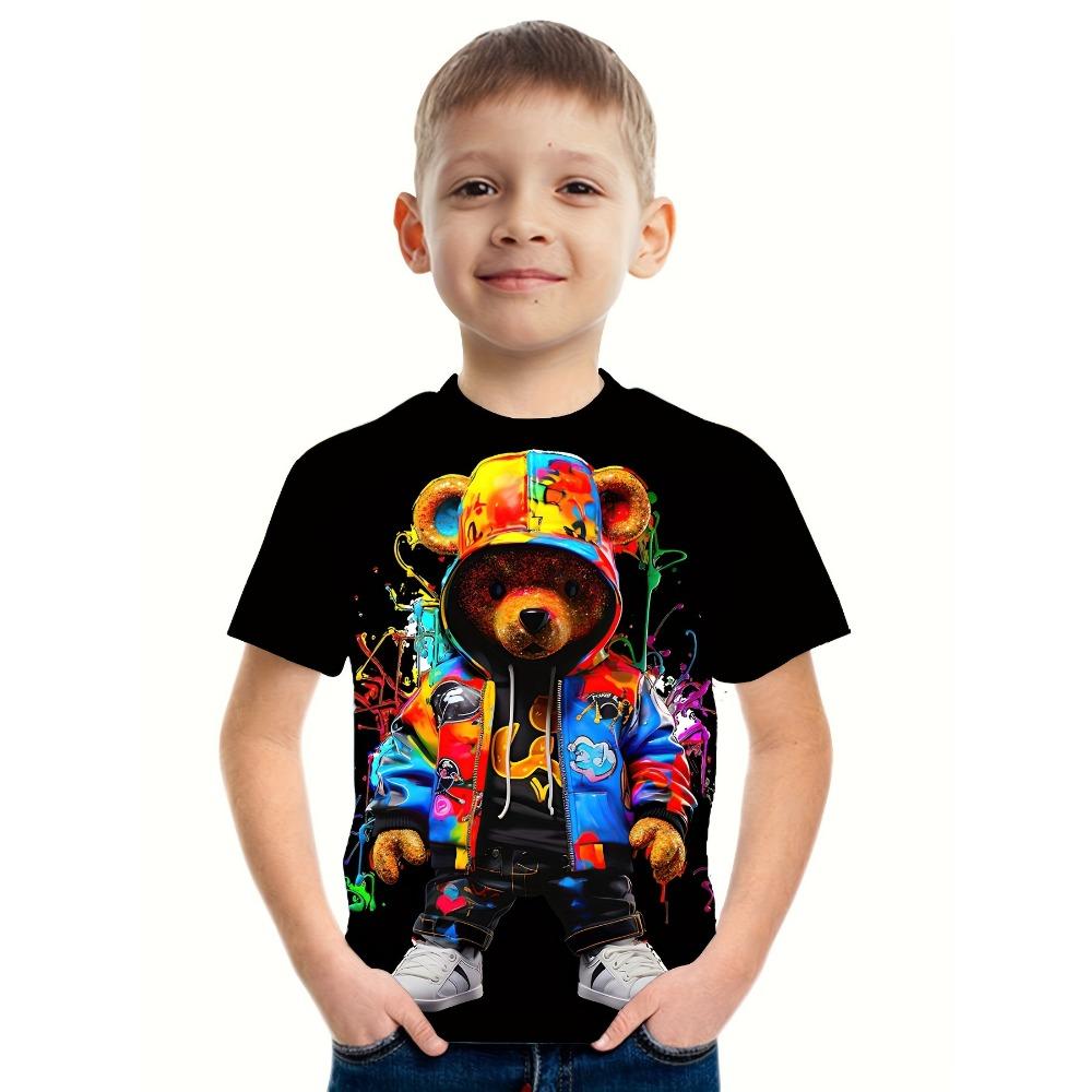 Children's Halloween Shark Pumpkin Printed Boys' T-shirt Short Sleeve Cartoon Pattern T-shirt Round Neck Children's Clothing