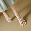 Pearl word с тапочками женские толстые каблуки с открытым носком классные тапочки женская модная одежда босоножки на высоком каблуке лето 2025 новый