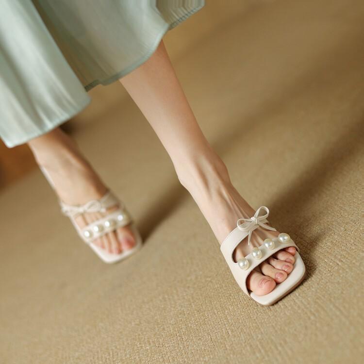 Pearl word с тапочками женские толстые каблуки с открытым носком классные тапочки женская модная одежда босоножки на высоком каблуке лето 2025 новый