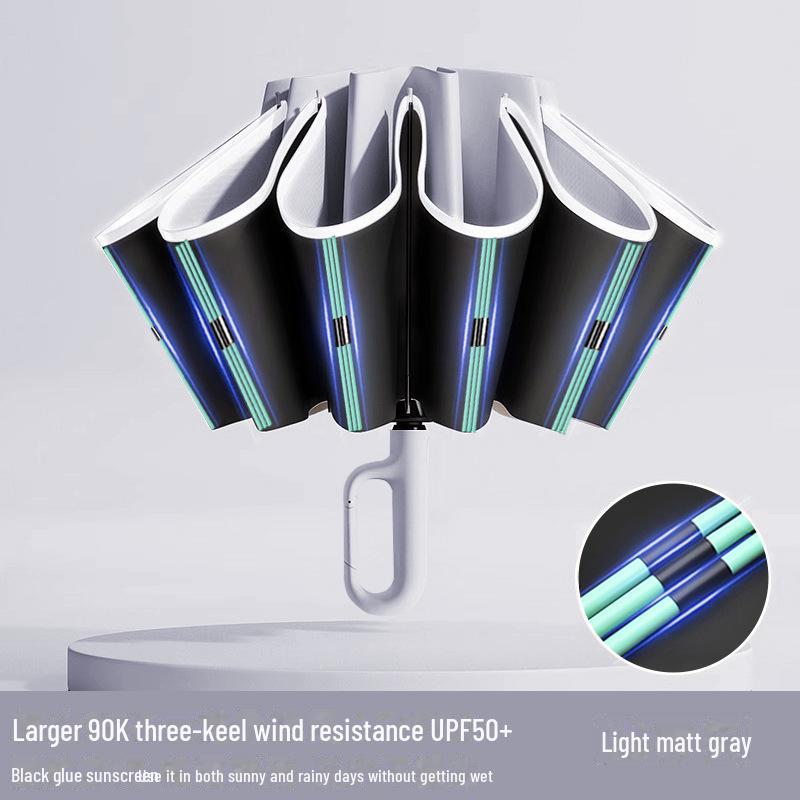 72-Bone Automatic Reverse Folding Umbrella - Oversized, Dual-use for Sun and Rain, Unisex