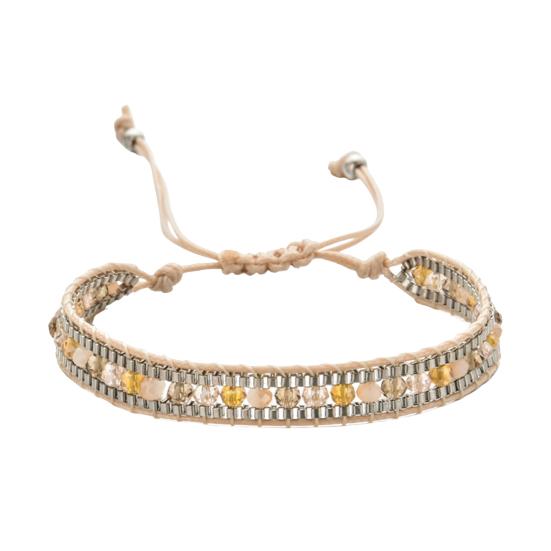 Women Bracelet Adjustable Braided Rope Faux Crystal Vintage Ethnic Style Hollow Out Wrist