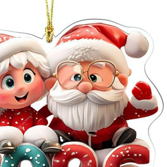 Рождественское украшение 2026 года, мультяшный Санта-Клаус, снеговик, олень, 2D акриловое украшение для рождественской елки, для дерева, двери, окна, украшение для автомобиля