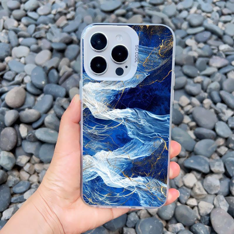 Морские Волны Морская Вода Креативный Чехол для Телефона Для iPhone Case 16 15 14 Pro Max Plus 13 Mini 12 11 Pro Max Ударопрочные Лазерные Чехлы