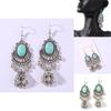 Ethnic Style Alloy Dangle Earrings Featuring Peacock Blue Finish For Ladies