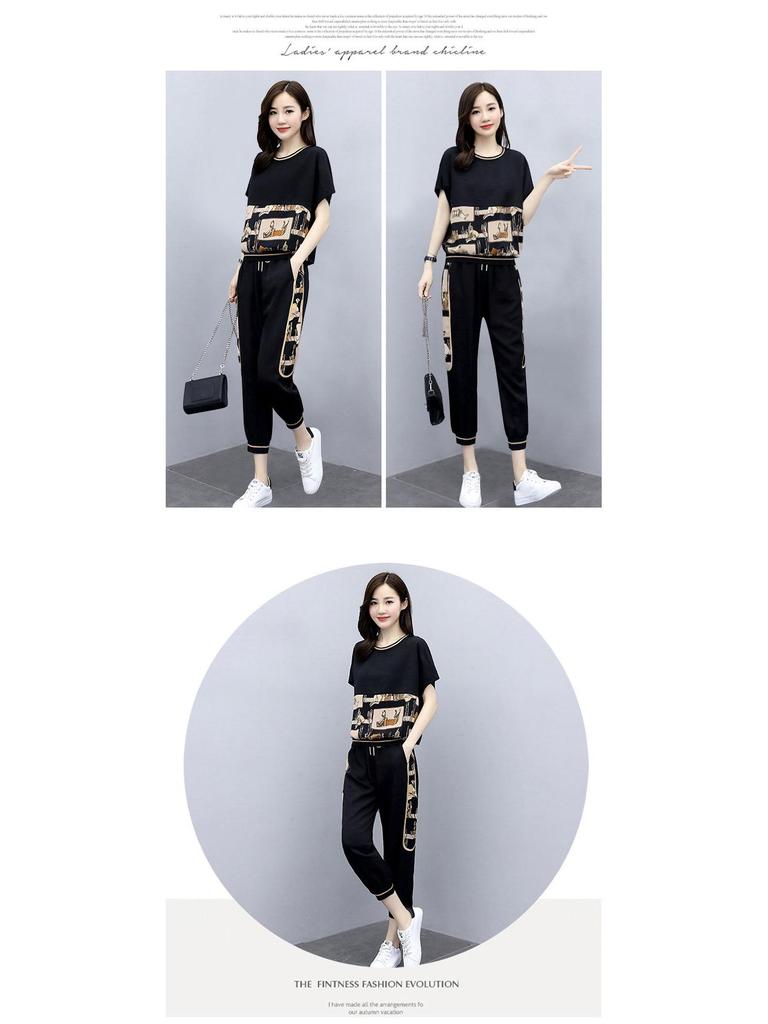 Chic Summer 2022 Women's Slimming Jogger Set - Stylish Age-Reducing Two-Piece Casual Outfit