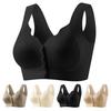 Women Bra Seamless Elastic Shoulder Strap Pure Color Wireless Front Button Closure Good Breathability High Elasticity