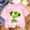 Summer Crew Neck T Shirt For Boys Girls Casual Daily Wear Plants Vs Zombies Cute Kawaii Cartoon Fashion Street Style 314Y