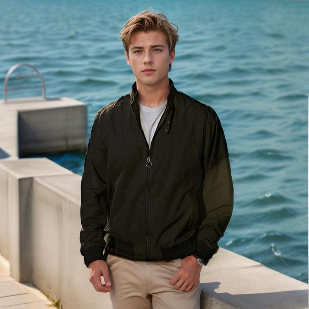 Весна и осень Новая мужская рабочая куртка однотонная на молнии ребристая куртка