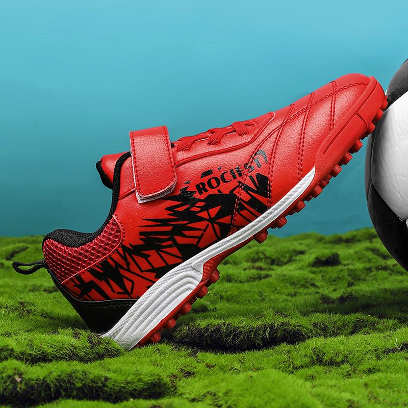 Детские футбольные бутсы 31-40 лет, молодежные футбольные бутсы с короткими шипами на липучке, тренировочные детские футбольные бутсы для мальчиков