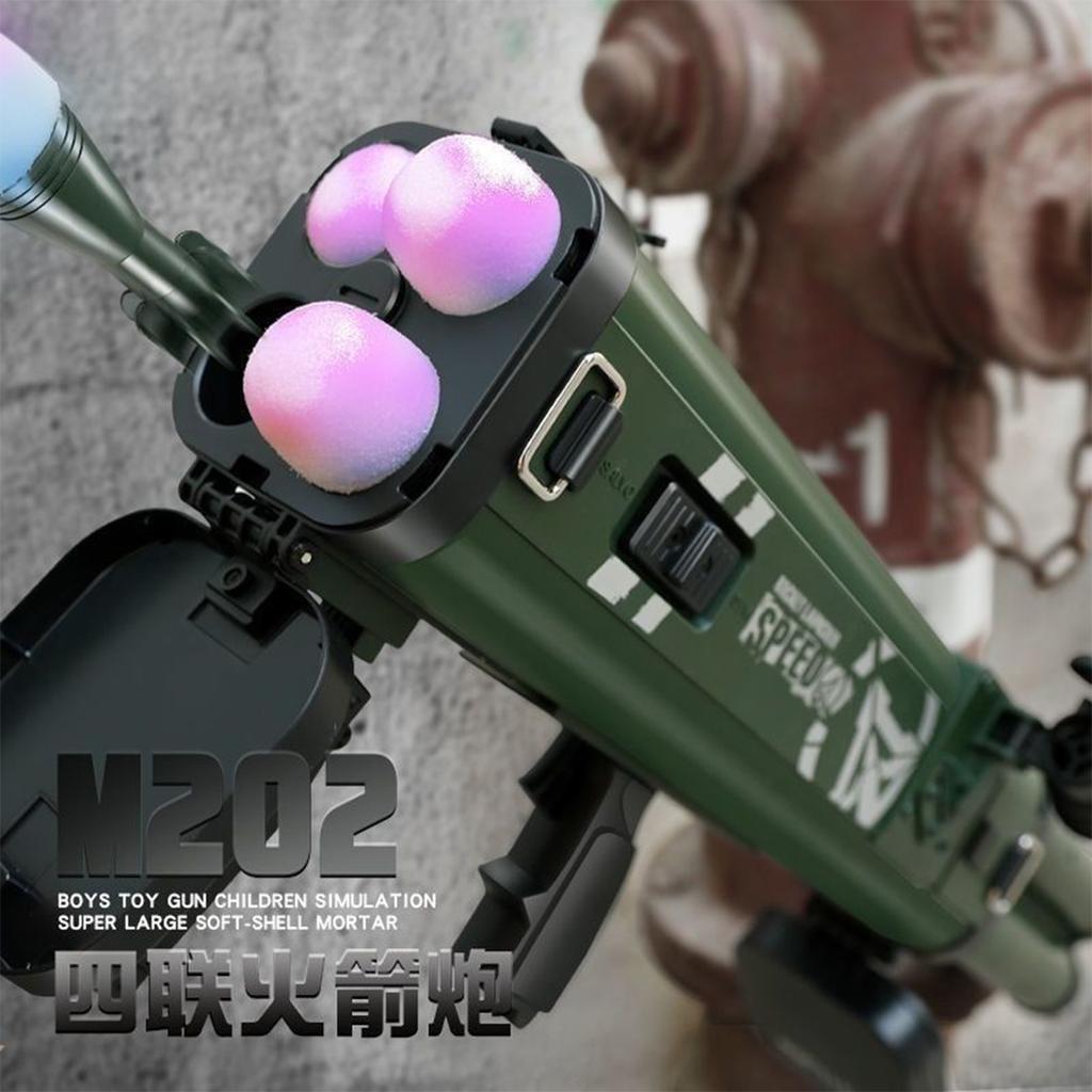 RPG Quadruple Toy Rocket Launcher Shooting Soft Bullet Weapo Children Outdoor Game Fake Gun Toy For Birthday Gifts Movie Props