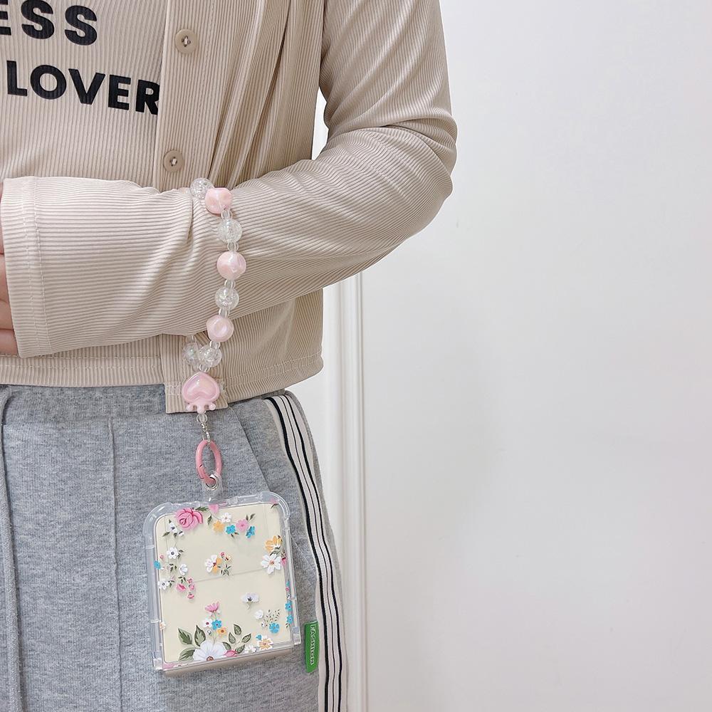 Для Samsung Galaxy Z Flip 4 3 чехол с рисунком свежих цветов, прозрачный силиконовый браслет, складной противоударный чехол, аксессуары