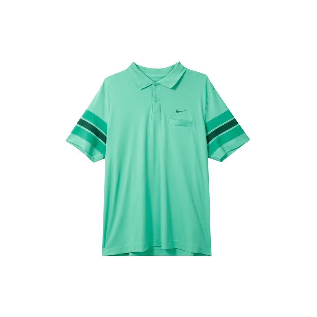 Nike Двухцветная рубашка поло с короткими рукавами и вышитым логотипом Dri-Fit, мужские топы, зеленый DX9217-363