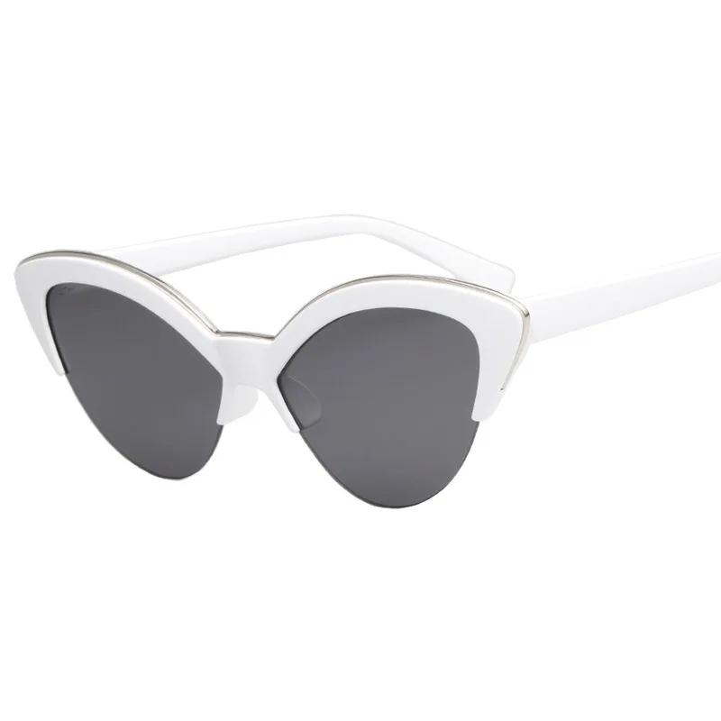 Vintage White Cat Eye Sunglasses Women Fashion Small Half Frame Eyewear Travel Sexy Sun Glasses