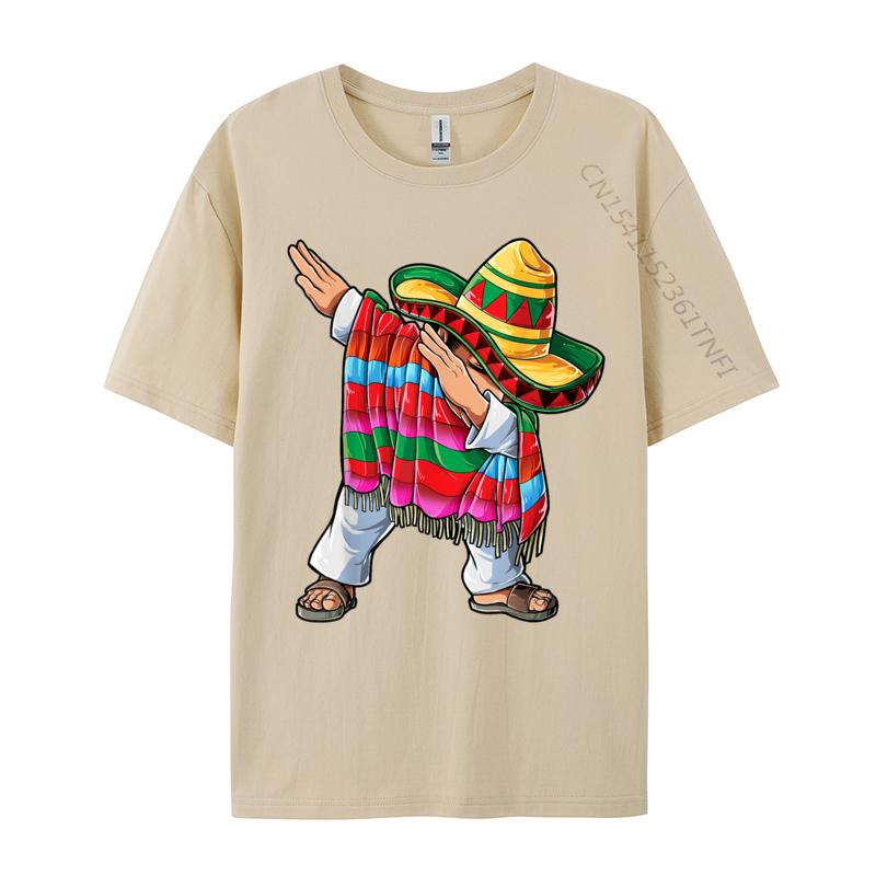 Dabbing Mexican Poncho Cinco De Mayo Men Sombrero Dab Hot Sale Mens T Shirt Premium Cotton Family Tops Shirt Funny Men Tshirt