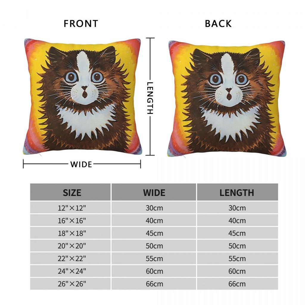 Louis Wain Cat Pillowcase Polyester Linen Velvet Creative Zip Decorative Pillow Case Room Cushion Cover 18"