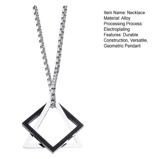 Men Necklace Triangle Square Pendant Necklace Dating Work Party Versatile Style Necklace Clothing Accessory