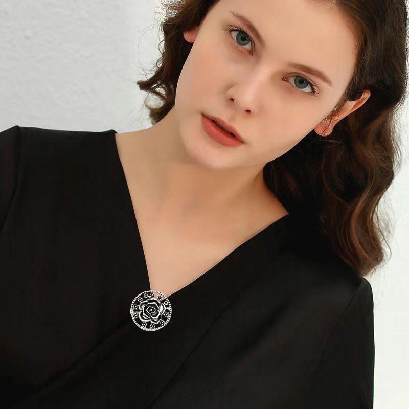 1PC Vintage Collar Clip Shawl Cardigan Flower Patterns Brooches Sweater Pins Dresses Buckle