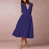 Women's Fashion  Banquet  Mid-sleeve Mid-length Skirt Sexy V-neck Dress