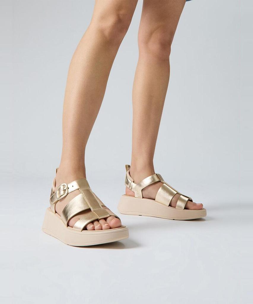 Женские босоножки Fitflop F-Mode на платформе из металлической кожи - Platino (Ft64K2S079)