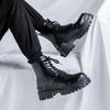 Winter Black High Top Men Mid Top Boots Lace Up Leisure All-match Men's Casual Boots Non-slip Trend Rubber Mens Thick Sole Boots