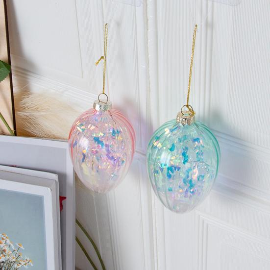 2 шт. пасхальное стеклянное яйцо, подвесное украшение со шнурком, многоразовое розовое, синее, зеленое, прозрачное яйцо, пасхальный фестиваль, орнамент, кулон, праздничные подарки