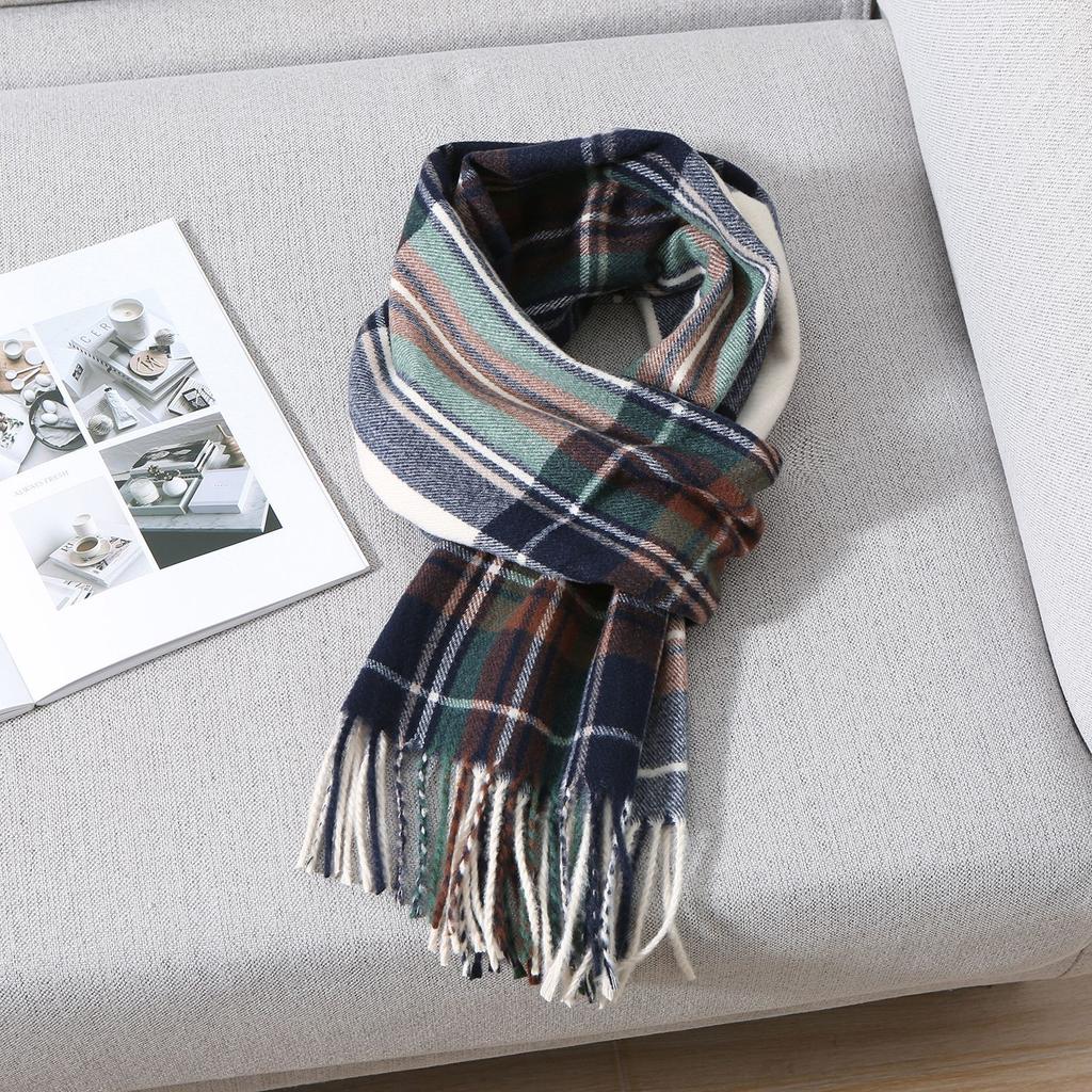 Autumn And Winter New Men'S Scarf Black And White British Style Imitation Cashmere Versatile Shawl Warm Double-Sided Scarf