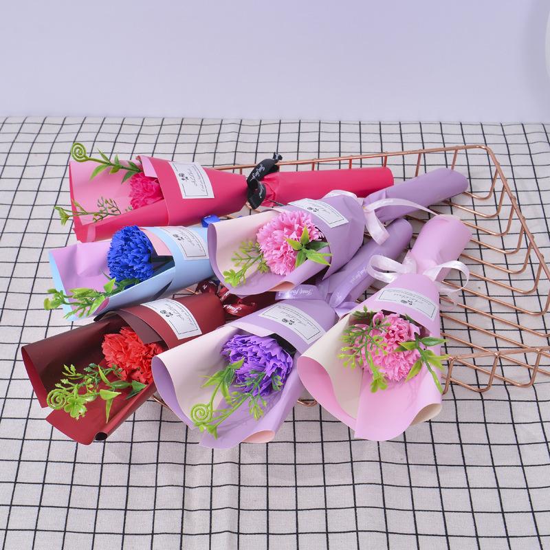 1pc Simulated Carnations and Roses, Soap Flower Bouquet, Valentine's Day, Mother's Day, Teacher's Day Simulated Bouquet Gifts