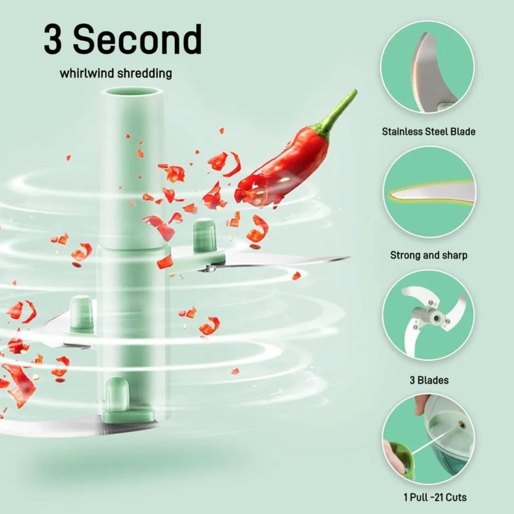 Ручной измельчитель продуктов Портативные кухонные инструменты Компактный мощный ручной измельчитель-блендер для нарезки лука, чеснока, овощей, зелени и т. д.