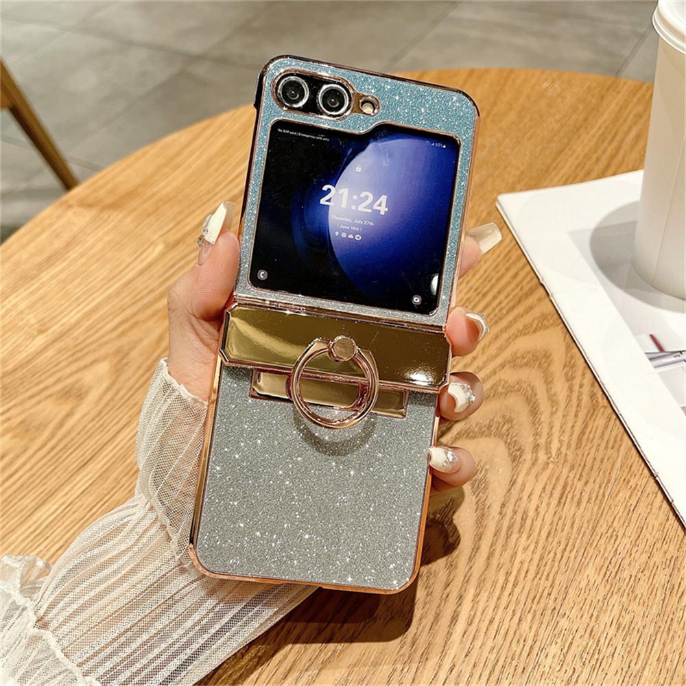 Для Samsung ZFlip5 Роскошный Блестящий Чехол-подставка с Градиентом для Samsung Galaxy Z Flip 6 5 4 3 Flip4 Алмазное Кольцо Держатель Подставка Чехол