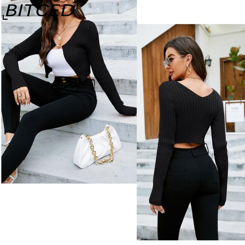 BITCED Spring/Summer New Arrival Solid-Colour Slim-Fit Cropped Knitted Cardigan Seductive Crop-Top Style Lightweight Sun Protection Outerwear