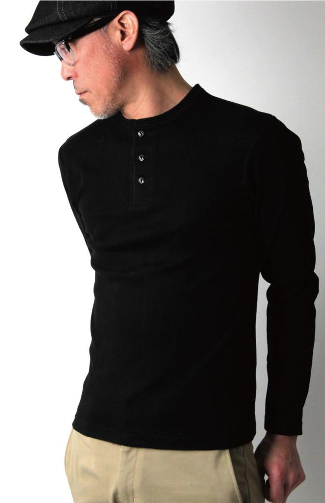 AVIREX Daily Series Henley Neck Long Sleeve T-Shirt 6153482 XL black
