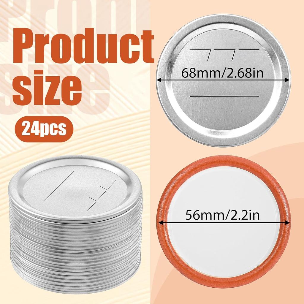 24 шт. Вакуумные крышки для банок Мейсона, Крышки для консервирования с широким горлышком, Совместимы с большинством электрических вакуумных запайщиков