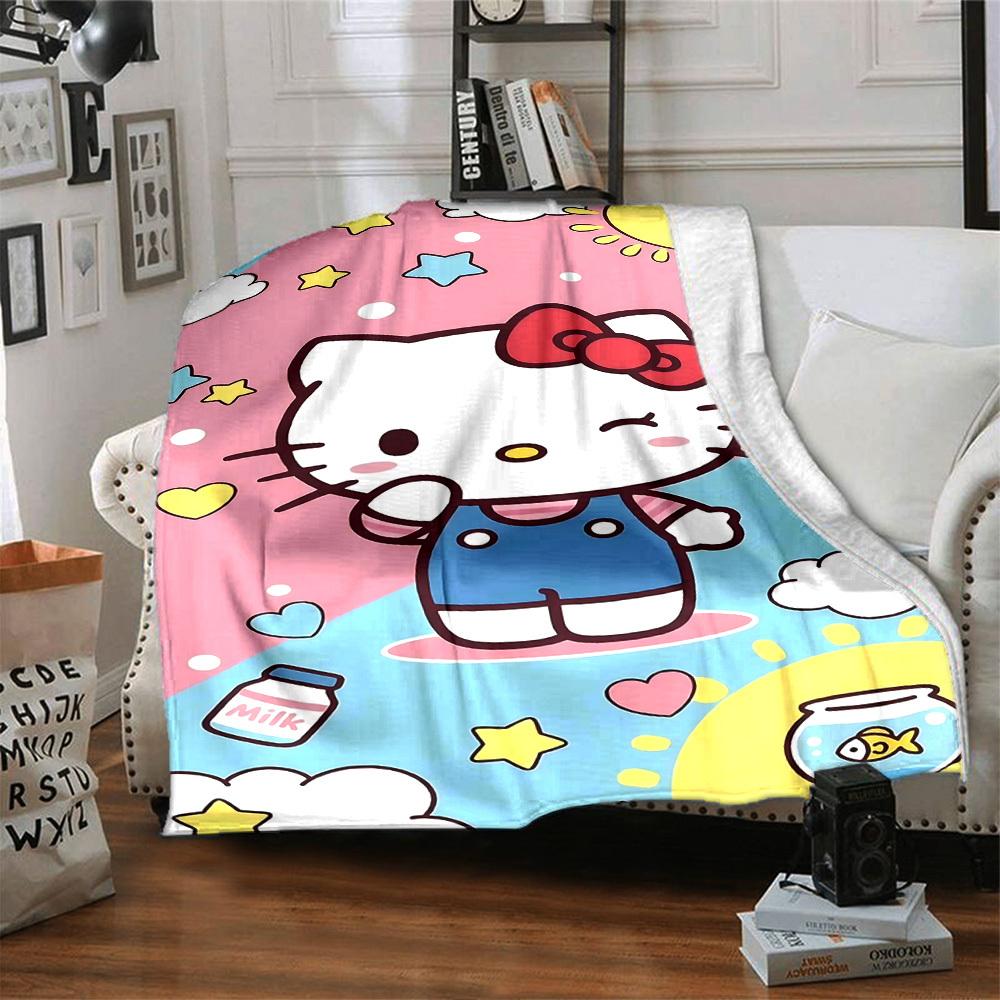 1 шт. Молочное одеяло Hello Kitty Легкое фланелевое покрывало для дивана, кровати, путешествий, кемпинга, гостиной, офиса, кресла