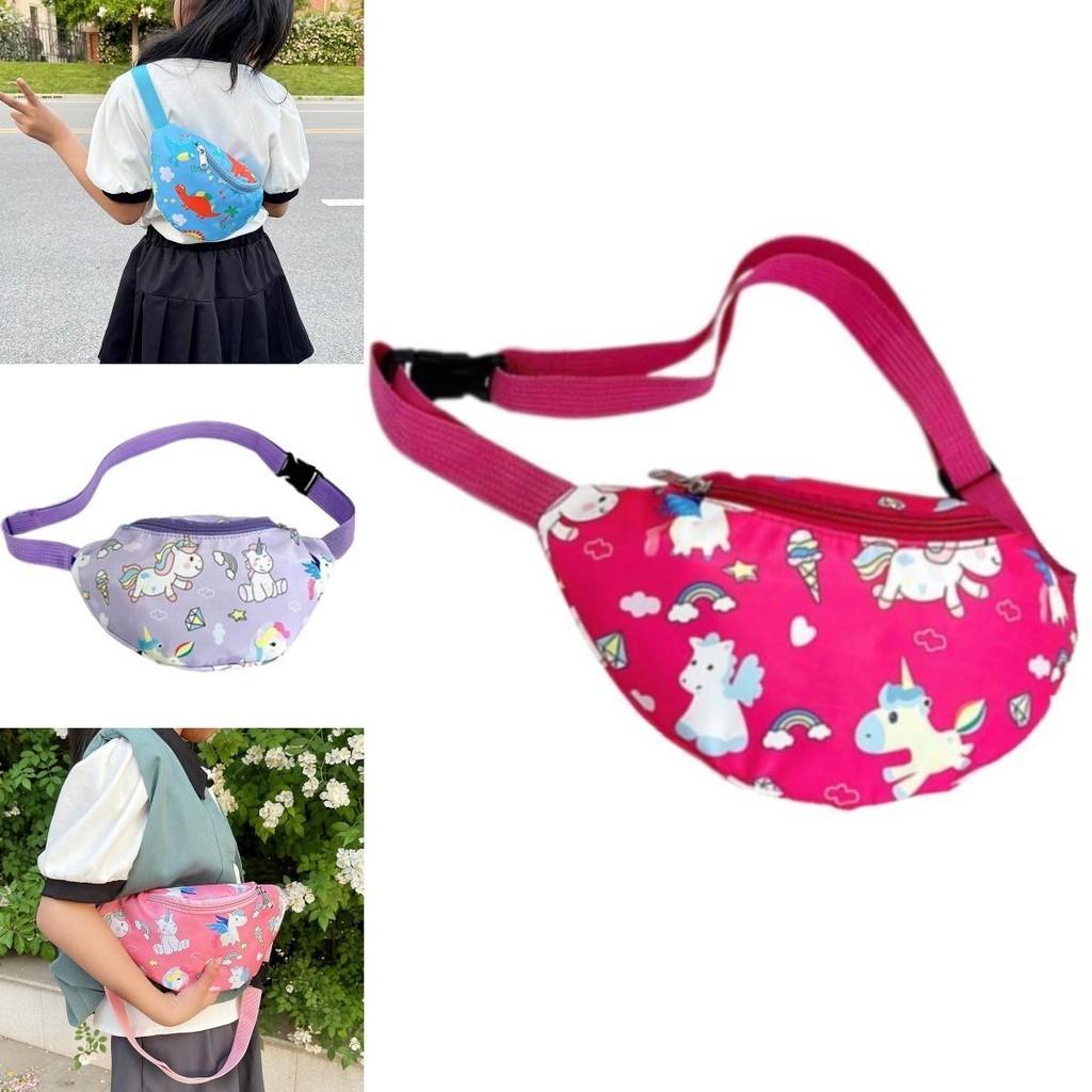 Милая детская поясная сумка с единорогом, мультяшная сумка через плечо с динозавром, нейлоновый материал, легкая и защищенная от краж
