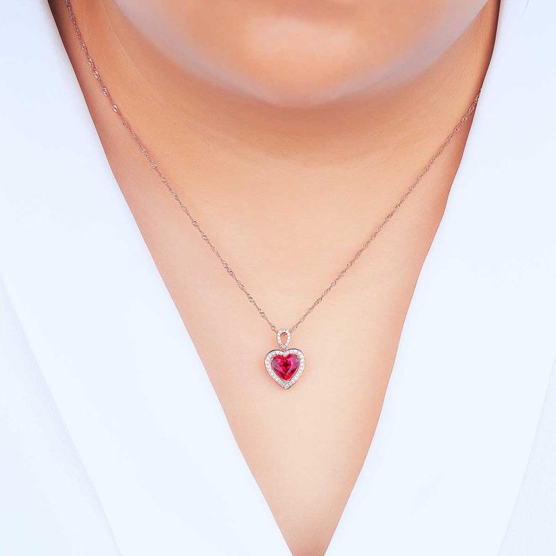 BELLA BOX Новая модная подвеска в форме сердца Love красного цвета розового золота, женская цепочка на ключицу, ювелирные изделия для женщин, очаровательная свадебная помолвка