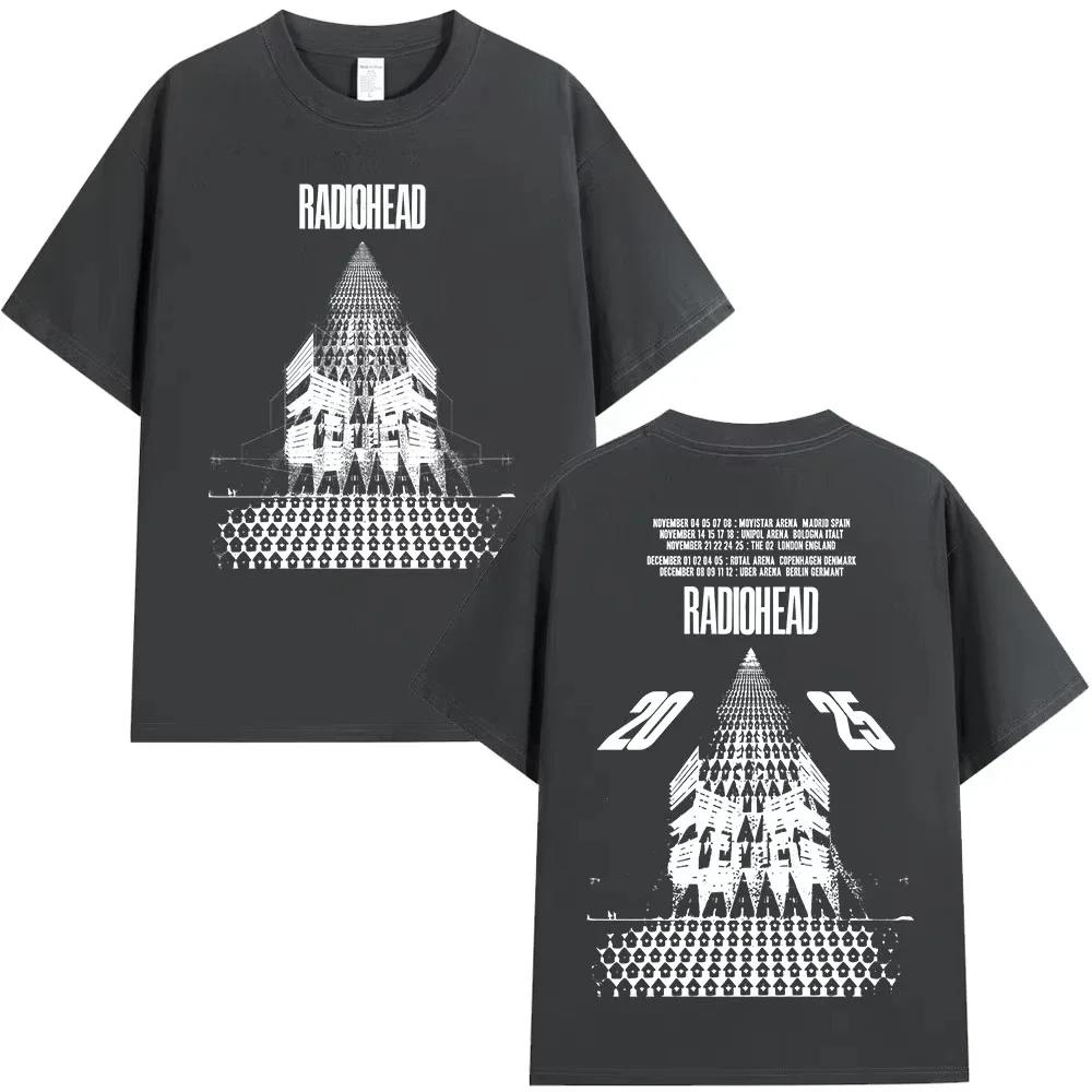 Radiohead Return To The Road European Tour T Shirts Fashion Rock Band Tshirt Unisex Wounisex Cotton Oversized Tshirt Streetwear Black
