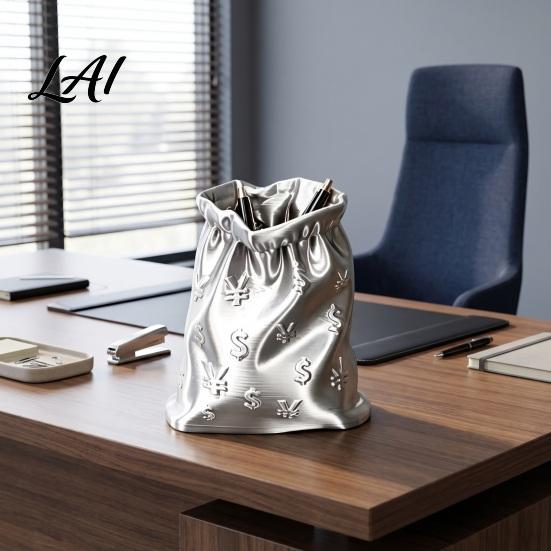 Desktop Organization Tools Money Bag Pen Holder Creative 3D Printed Desk Organizer with Holder for Student Cash Symbol Design Large Capacity