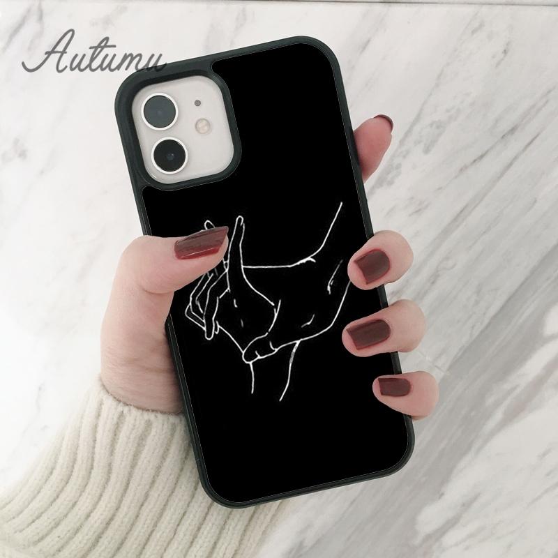 Минималистичный чехол для телефона с парой рук для iPhone 11 12 13 14 Pro Max mini X XR XS SE 2020 6S 7 8 Plus Samsung S21 S22