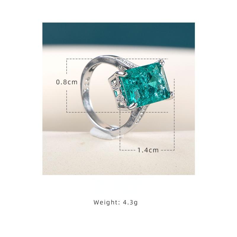 BELLA BOX Женские кольца с большим прямоугольным камнем, ярко-зеленый цвет, благородное женское кольцо на палец для вечеринки, модные аксессуары высокого качества