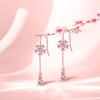 Серьги Cherry Blossom для розового цвета, гипоаллергенные, 925 пробы, японский подарок FH.bird, женщины, золото, качающиеся, металлы, серебро, серьги, цветок, стиль,