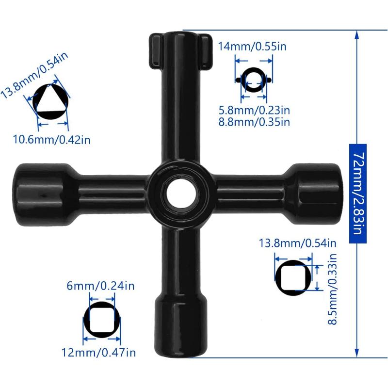 Универсальный 4-в-1 Многофункциональный Ключ-крест из нержавеющей стали для Водяного Газового Счетчика Вентиля Шкафа Лифта