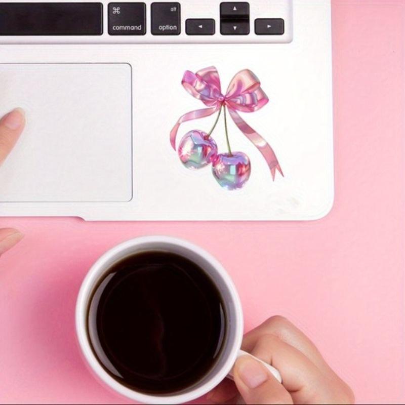 Голографическая наклейка с вишней, наклейка с кокетливыми вишнями, эстетика кокетливых розовых бантов, наклейки для книжного червя, книжного, Kindle, ноутбука, подарков для девочек