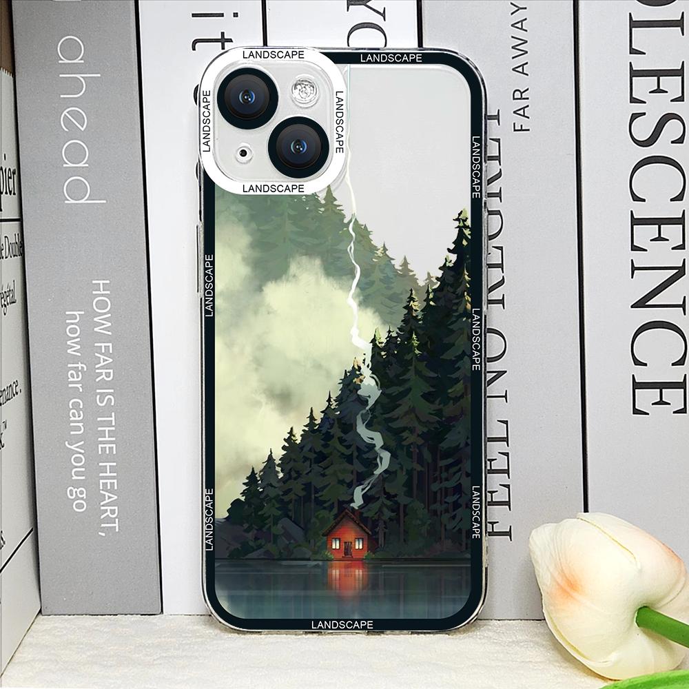 Чехол для телефона с картиной маслом в стиле пейзаж для IPhone 14 15 16 Pro MAX 11 13 12 XS X SE2 XR 7 8 Plus Ударопрочный Эстетичный Искусство Мягкие Чехлы