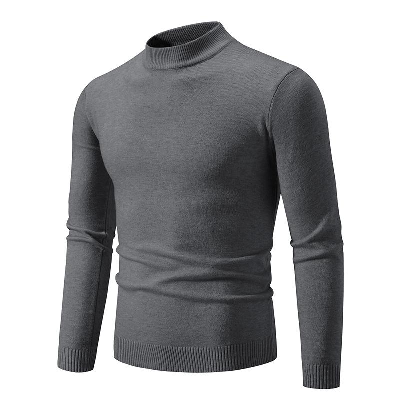 New Autumn And Winter Men'S Semi-Turtleneck Casual Knitted Slim-Fit Solid-Color Sweater Men'S Bottoming Shirt