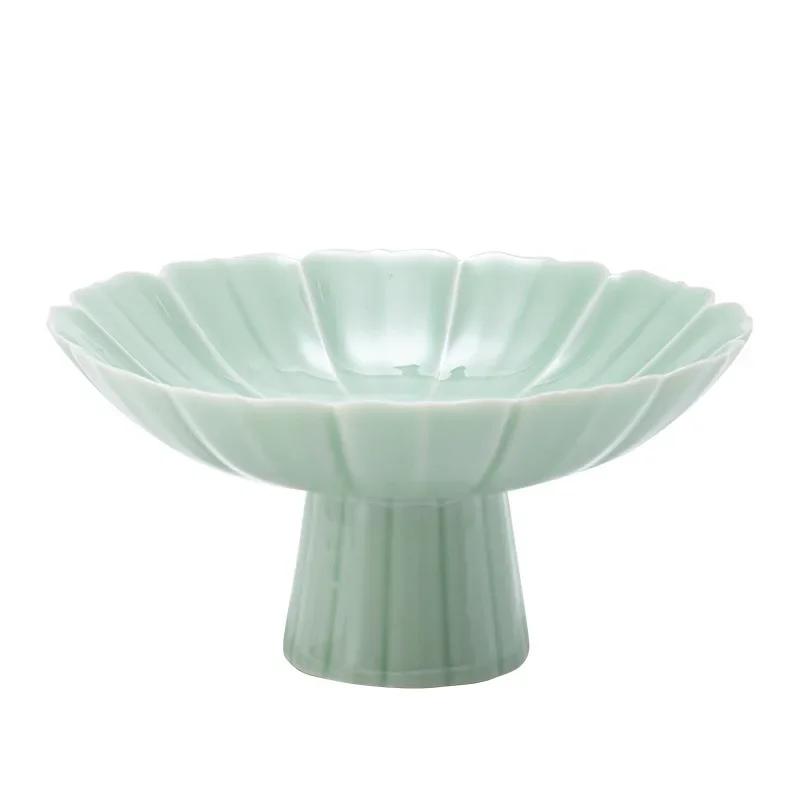 Керамическая домашняя фруктовая тарелка китайская высокая ножка тарелка для закусок маленький журнальный столик тарелки для закусок ретро сухофрукты и орехи