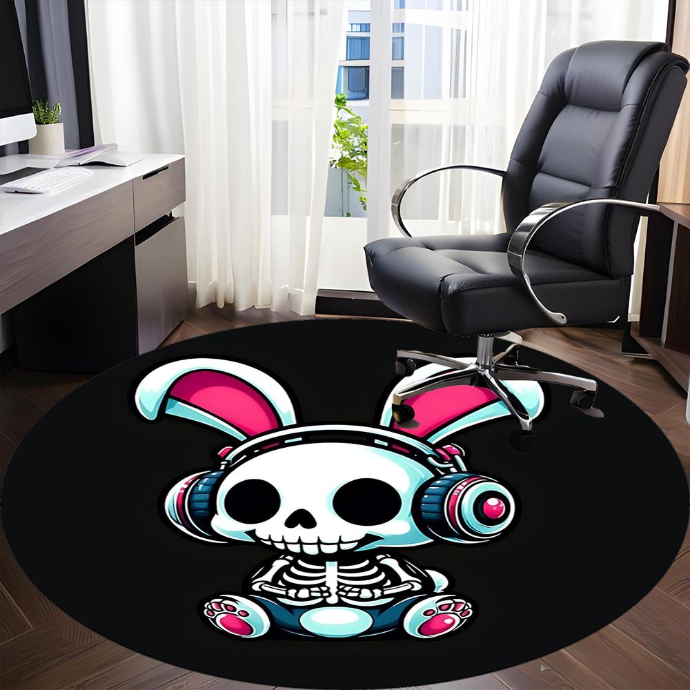 1pc Bunny Beats Office Round Area Rug, Under Office Chairs Bedroom Living Room Home Decor, Room Deco, Available in Various Sizes